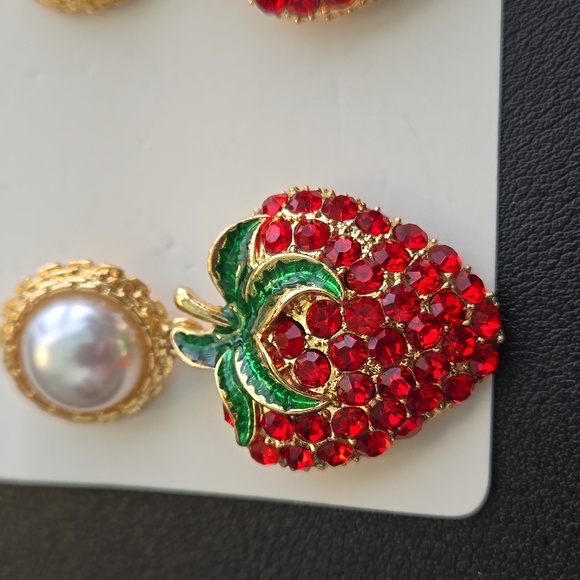 Strawberry 🍓 Statement Post Earrings, NWT - Picture 14 of 15